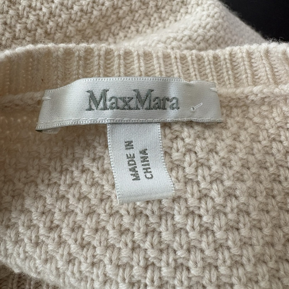 Max Mara Sweater Womens Size XS Beige Cable Knit Crewneck Italian Luxury - Picture 7 of 7